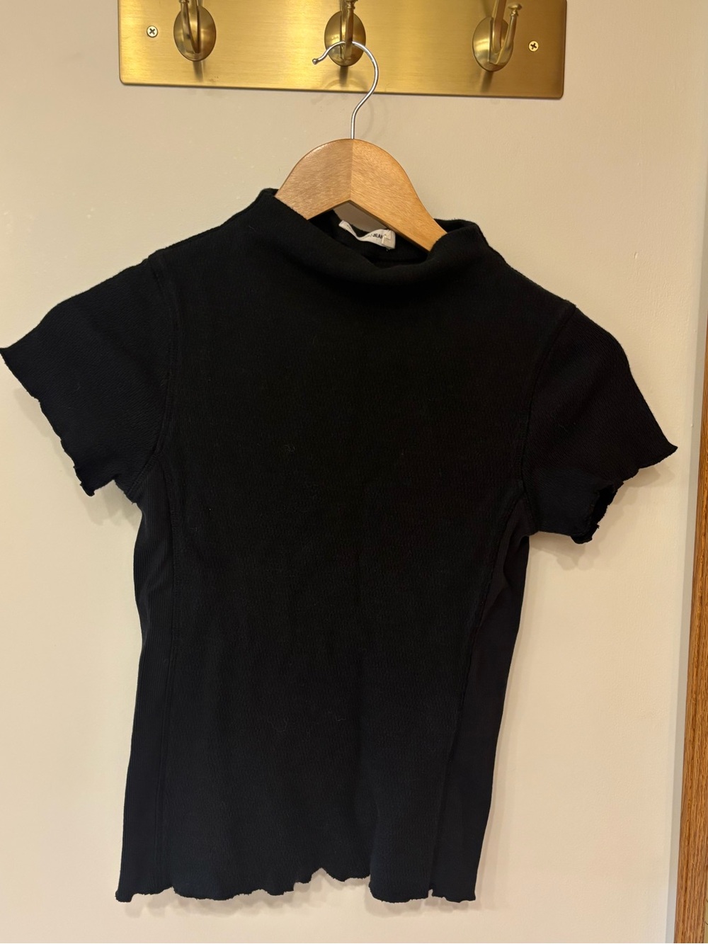 Rag & Bone Black Short-Sleeve Mock Neck Top